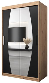 Šatníková skriňa 120 cm Eclipse (dub artisan + čierna matná). Akcia -25%. Vlastná spoľahlivá doprava až k Vám domov. 1063394