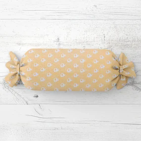 Biante Detský vankúš valec bonbon Sandra SA-305 Sloníky a bodky na žltom 15x40 cm
