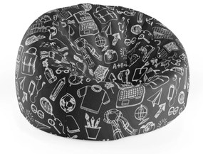 Sablio Sedací vak Cocoon Černobílá škola - 115 x 75 cm x 45 cm