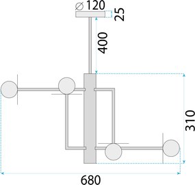 Toolight Toolight, stropné svietidlo 6xG9 APP1668-6CP, čierna matná, OSW-05708