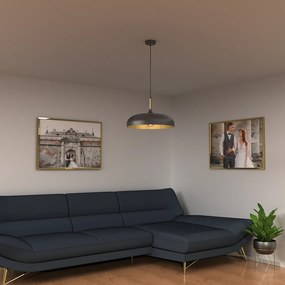 Závesné svietidlo Lincoln, 1x zlaté/čierne kovové tienidlo, (fi 45cm), b/g