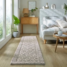 Sivý ručne tkaný behúň s prímesou vlny 60x230 cm Minerals Diamond – Flair Rugs