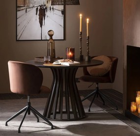 Vínová zamatová jedálenská točiaca stolička Chair Turn Burgundy - 56*48*77cm