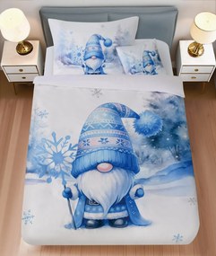 Obliečky z mikrosaténu BLUE GNOME biele + obliečka na vankúšik 45 x 45 cm zdarma Rozmer obliečky: 70 x 90 cm | 140 x 200 cm