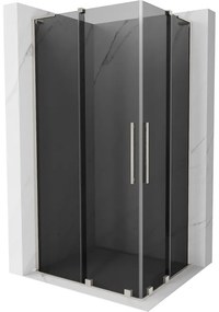 Mexen Velar L Duo, sprchový kút s posuvnými dverami 90 x 80 cm, 8mm šedé sklo, brúsená oceľ, 871-090-080-02-43-97