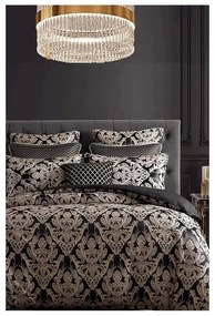 Čierne obliečky na dvojlôžko/predĺžené z bavlny renforcé s plachtou/4-dielne 200x220 cm Damask – Mila Home