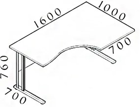 Ergonomický stôl Visio 160 x 100 cm, pravý, orech