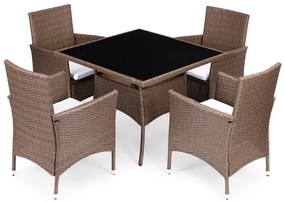Záhradný set nábytku MULTIGARDEN – 4 kreslá a stôl, svetlohnedý