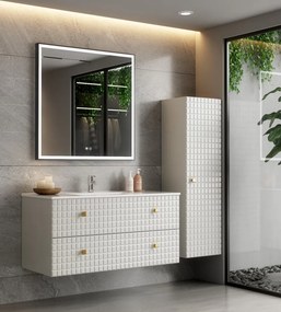 Erga Samira, LED zrkadlo 80x80cm v čiernom ráme, 2415 lm, 3 farby svetla, predné osvetlenie, ERG-V01-SAMIRA-8080-BK