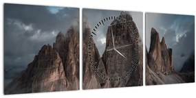 Obraz - Tri Zuby, Talianske Dolomity (s hodinami) (90x30 cm)