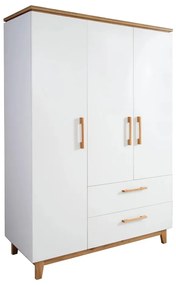 Biela detská šatníková skriňa v dekore duba 135x200 cm Finn – Roba