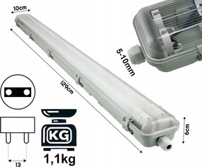 SADA Hermetické svietidlo s reflektorom 120cm 36W 3600lm 4000K + 2x LED žiarivky