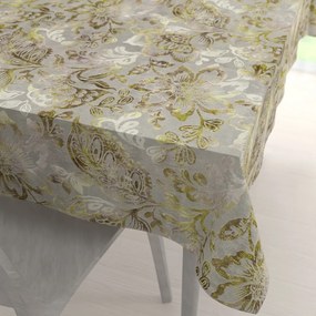 Biante Zamatový obdĺžnikový obrus Tamara TMR-055 Abstraktné zelené kvety na zelenosivom 140x180 cm