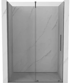 Mexen Velar, posuvné sprchové dvere do otvoru 150 cm, 8mm číre sklo, brúsený grafit, 871-150-000-01-95