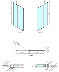 Polysan, ZOOM LINE sprchové dvere 900mm, číre sklo, ZL1390