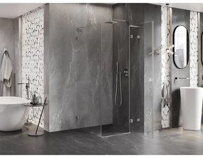 Mexen Lunar, L výklopný sprchový kút pravý 80 x 80 cm, 8mm číre sklo, oceľový profil, 834L-080-080-97-00-P