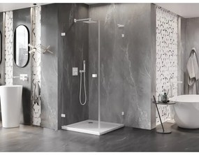 Mexen Lunar-B L, 1-krídlový sprchový kút, ľavý, 80 x 80 cm, 8mm číre sklo, biely profil, 832L-080-080-20-00-L