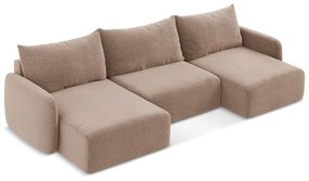 Svetlohnedá rozkladacia/s úložným priestorom rohová pohovka Kalena – Makamii