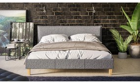 Sivá čalúnená dvojlôžková posteľ s roštom 160x200 cm Tina - Ropez