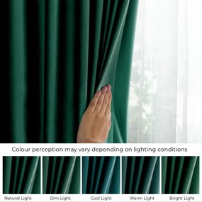 Tmavozelený zamatový dimout záves 140x245 cm Pleat – Restilo