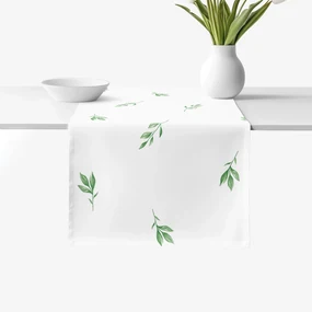 Goldea behúň na stôl 100% bavlnené plátno - olivové lístky 50x180 cm