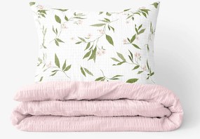 Goldea krepové posteľné obliečky duo - vôňa jazmínu s púdrovo ružovou 140 x 220 a 70 x 90 cm