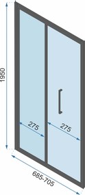 3-stenný štvorcový sprchový kút REA RAPID FOLD 100/dvere x 100/zástena cm, čierny/transparent - bez vaničky