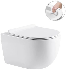 Cerano Felci, závesná WC misa Rimless 525x360x355 mm + UF toaletné sedátko, biela lesklá, CER-CER-417377