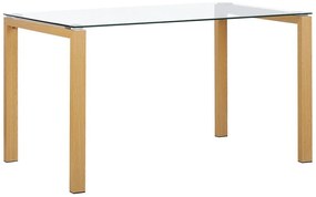 Jedálenský stôl so sklenenou doskou 130 x 80 cm svetlé drevo TAVIRA  Beliani