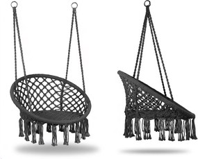 MultiGarden Závesné boho záhradné kreslo - sivé MultiGarden