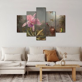 Obraz - Martin Johnson Heade, Cattleya Orchid and Three Hummingbirds, reprodukcia (150x105 cm)