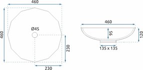 Rea Arctic Black, sklenené umývadlo na dosku 45x45x12,5 cm, čierna, REA-U5068