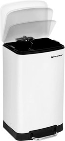 Odpadkový kôš pedálový s vekom, 30 L, oceľový, mäkké zatváranie, biely
