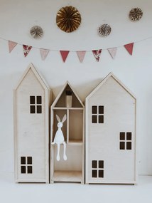 Detská policová skriňa domček, prírodná - 140 cm