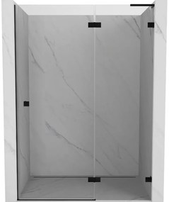 Mexen, Mexen Lunar L Otočné pravé sprchové dvere 130 cm, priehľadné, čierne - 834L-130-000-70-00-P