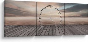 Obraz - Mólo pri západe slnka (s hodinami) (90x30 cm)