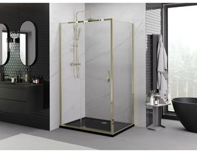 Mexen Exo, výklopný sprchový kút 135 x 70 cm, číre sklo, zlatá, 819-135-070-50-00