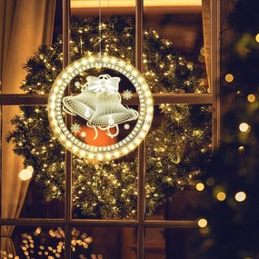 LED svetelná ozdoba na okno JINGLE BELLS II kruhová biela