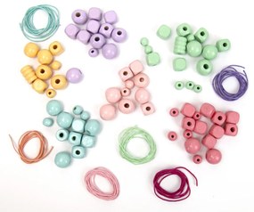 Drevené pastelové koráliky v tube, 300 ks