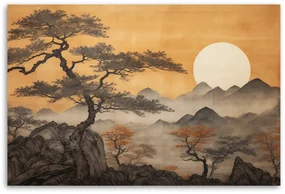 Gario Obraz na plátne Japonská horská krajina a stromy Rozmery: 60 x 40 cm