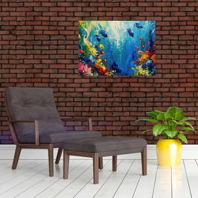 Sklenený obraz - Maľba podmorského sveta (70x50 cm)