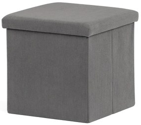 Taburet s úložným prostorem, šedá manšestrová látka