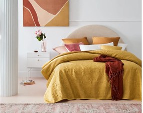 Originálny žltý prešívaný prehoz na posteľ 220 x 240 cm
