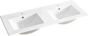 Comad Nábytkové keramické dvojumývadlo UM-8003-LAVA 120D -DP, 121x46 cm, biela lesklá