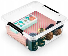 Úložný box s klipsami a vekom, CLEVER, 39x39x16,5 cm, 18 l