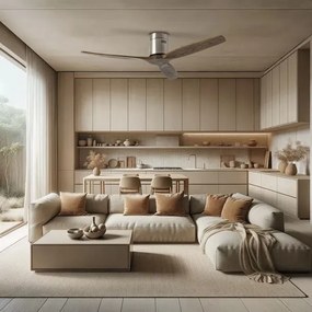 ZEVENTI - Stropný ventilátor SPELLO Wi-Fi Tuya chróm/dub + diaľkové ovládanie