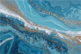 Obraz - Bledomodrý mramor so zlatom I. (90x60 cm)