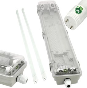ECOLIGHT LED hermetické svietidlo 60 cm + 2x LED trubica - studená biela