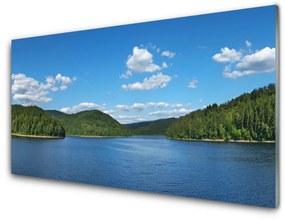Skleneny obraz Jazero les príroda 140x70 cm