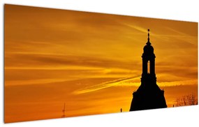 Obraz kostola pri západe slnka (120x50 cm)